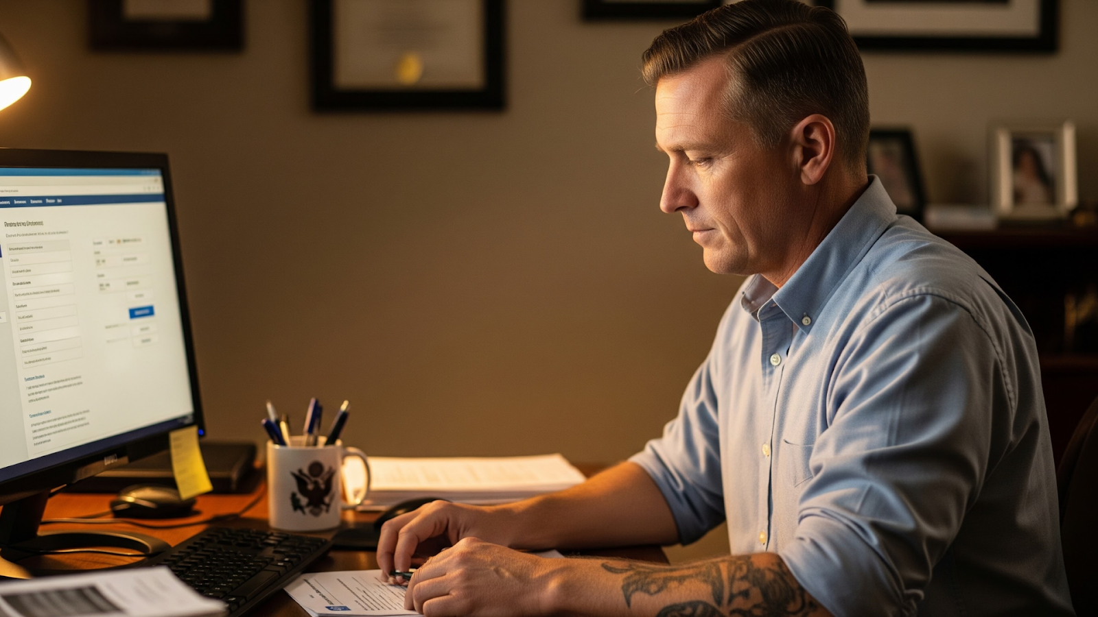 A man filing a VA disability claim