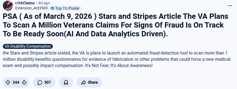 VA Plans to scan a million veterans claims